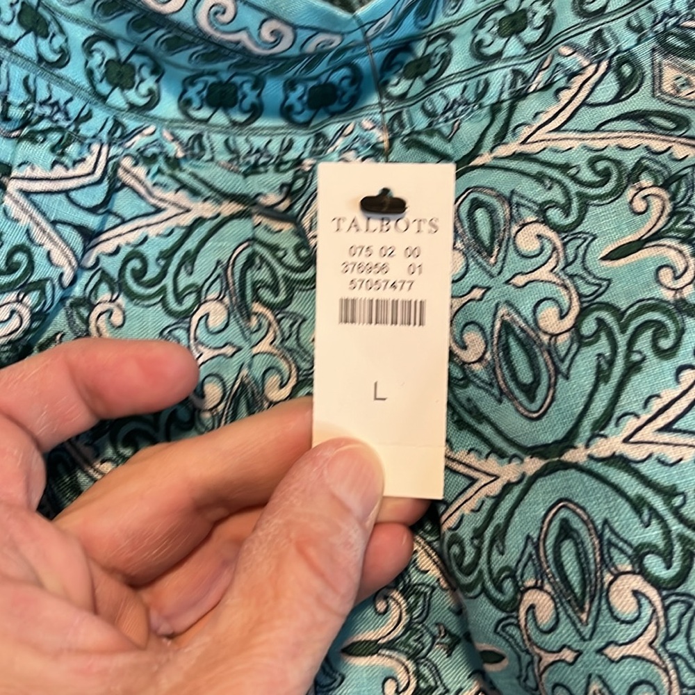 Talbots Vibrant Blue Patterned Tank Top - Picture 4 of 4